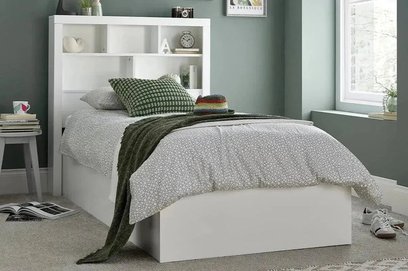 Oscar wooden ottoman bed with a bookcase headboard