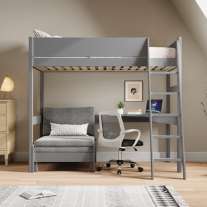 Oxford Solid Pine High Sleeper with Desk & Sofa Bed