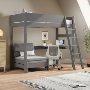 Oxford Solid Pine High Sleeper with Desk & Sofa Bed