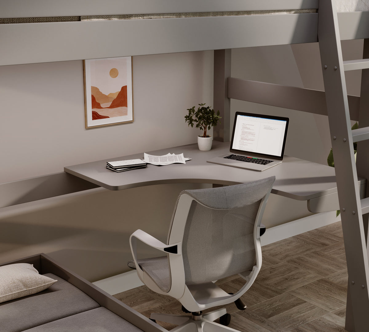 Oxford Solid Pine High Sleeper with Desk & Sofa Bed