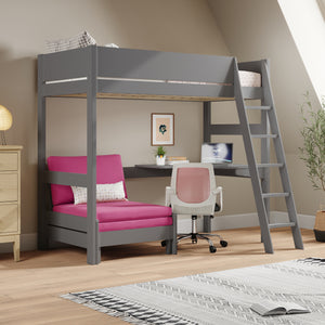 Oxford Solid Pine High Sleeper with Desk & Sofa Bed