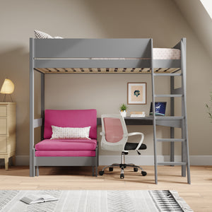 Oxford Solid Pine High Sleeper with Desk & Sofa Bed