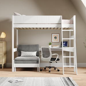 Oxford Solid Pine High Sleeper with Desk & Sofa Bed