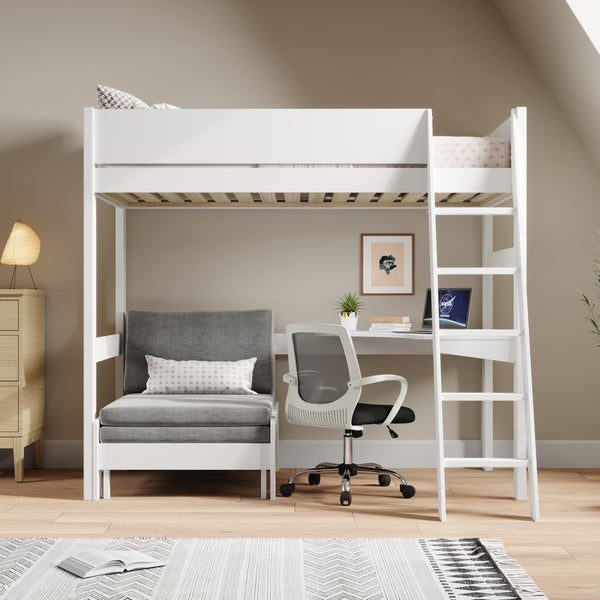 Oxford Solid Pine High Sleeper with Desk & Sofa Bed