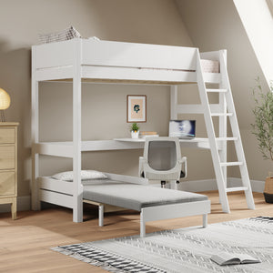 Oxford Solid Pine High Sleeper with Desk & Sofa Bed
