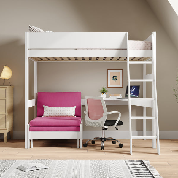 Oxford Solid Pine High Sleeper with Desk & Sofa Bed