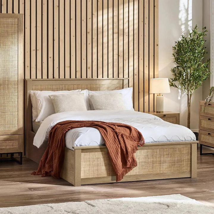 Padstow Oak Double Ottoman Bed