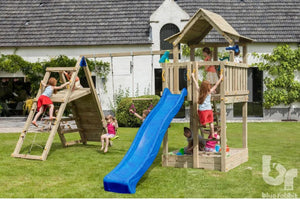 Pagoda Climbing Frame with Slide, Sandpit & Rockwall