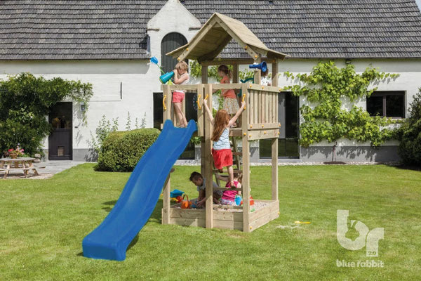 Pagoda Climbing Frame with Slide, Sandpit & Rockwall