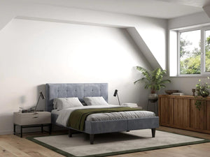 Perth Grey Linen Fabric Bed