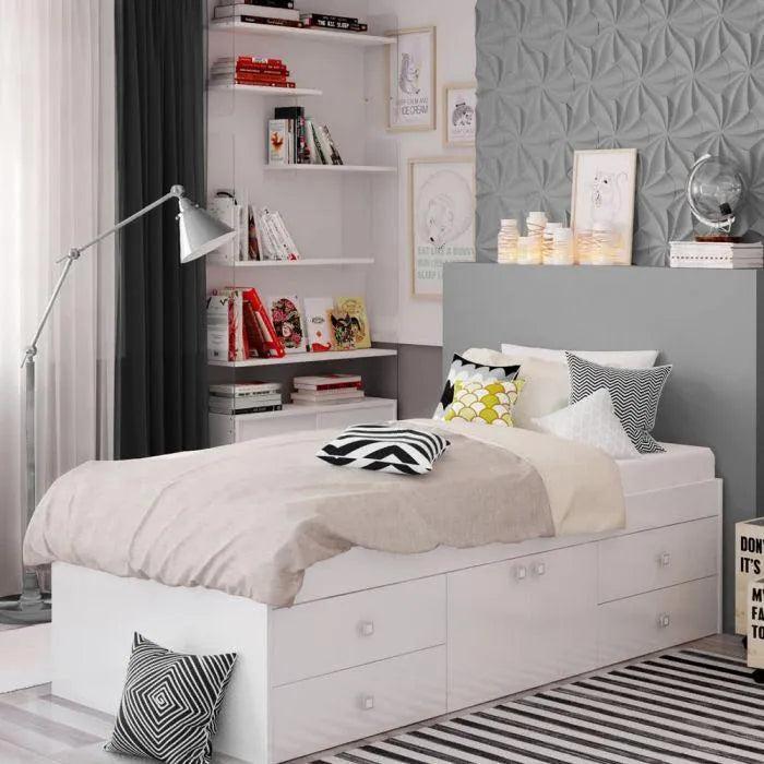 Pioneer White Storage Bed - Single