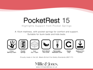 PocketRest 15cm Bunk Bed & High Sleeper Mattress