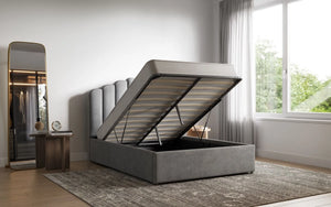 Poseidon Shell Grey Ottoman Double Bed