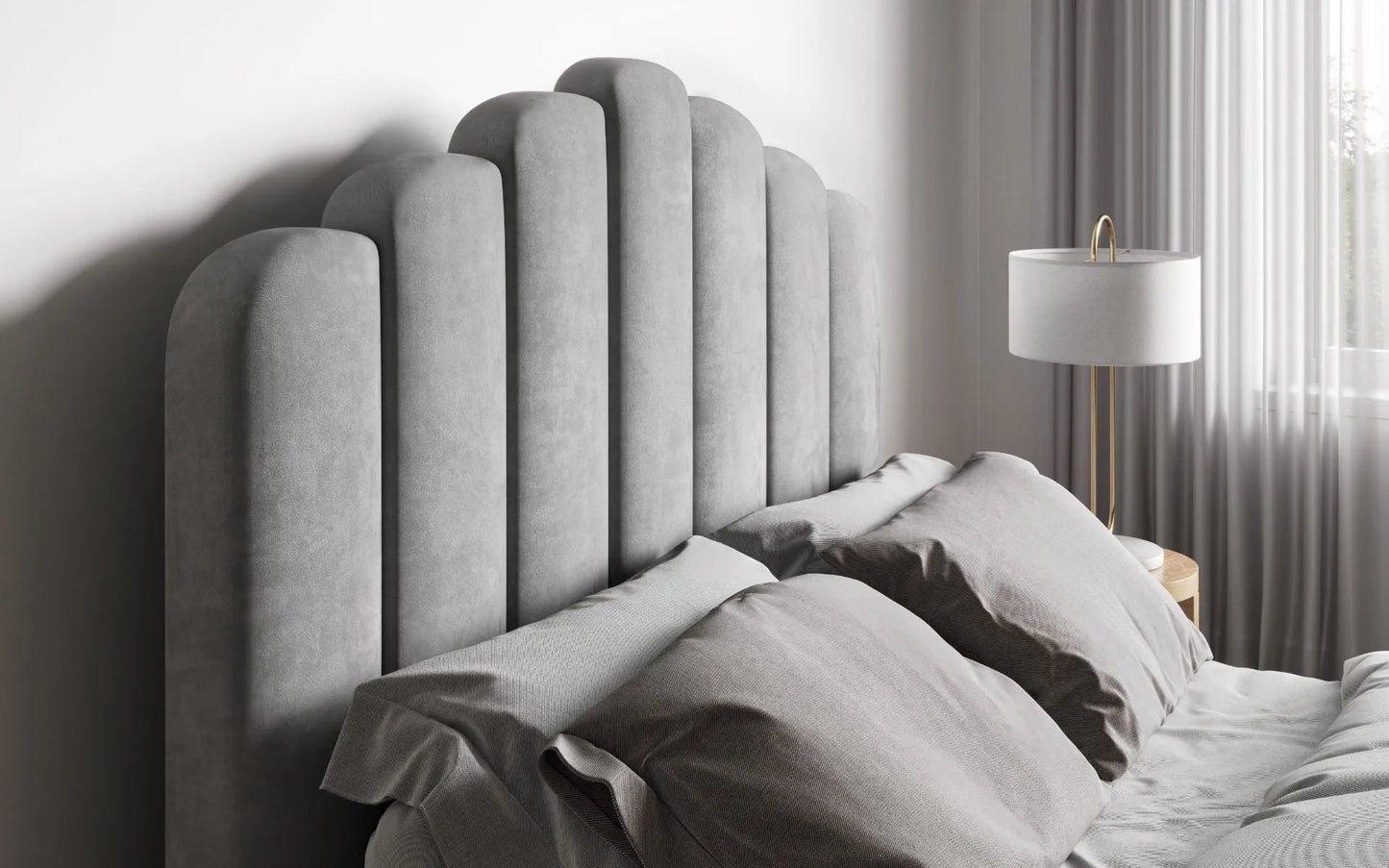 Poseidon Shell Grey Ottoman Double Bed
