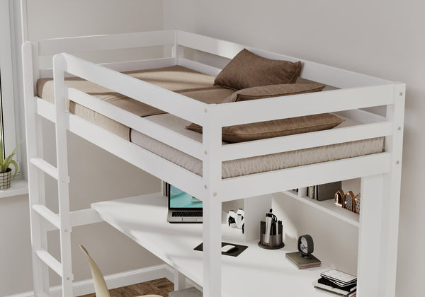 Pure Loft Bed with Desk & Shelves