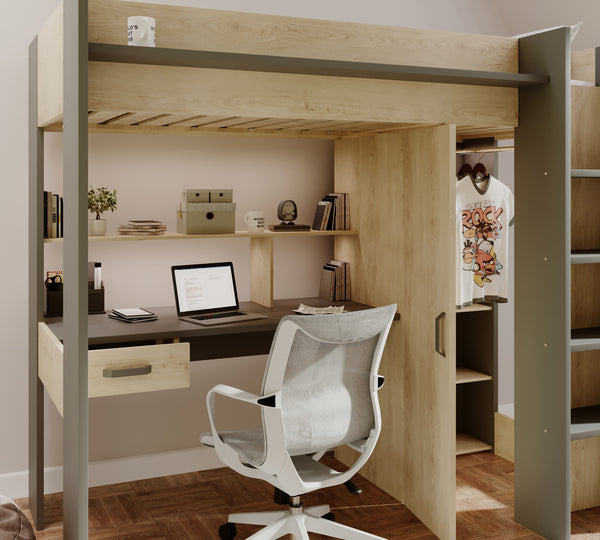 Kensington High Sleeper with Desk & Wardrobe