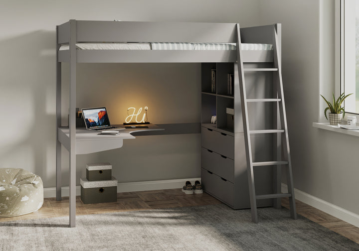 Cambridge High Sleeper Bed with Desk & Storage
