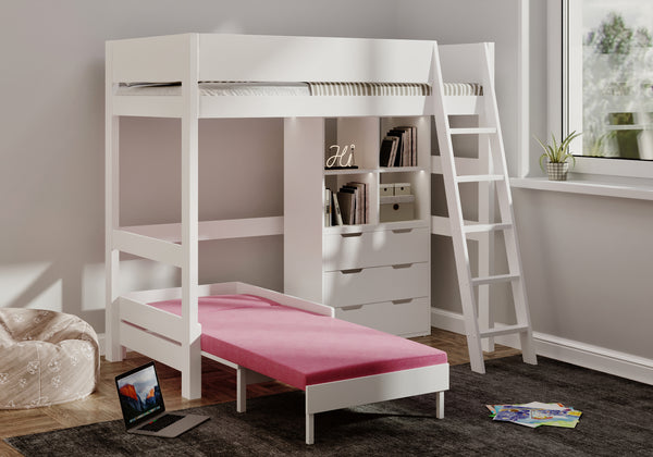 Eton Highsleeper with Study Sofa & Bookshelf