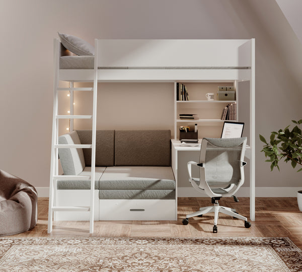 Windsor Solid Pine High Sleeper with Sofa Bed & Desk