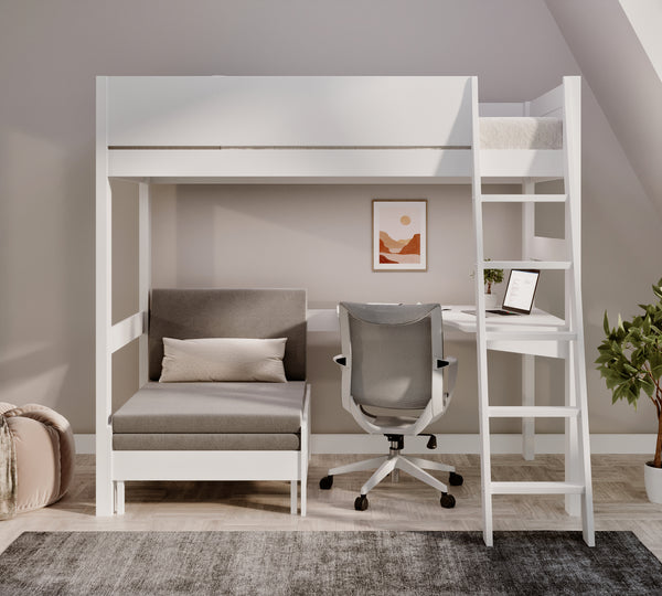 Oxford Solid Pine High Sleeper with Desk & Sofa Bed