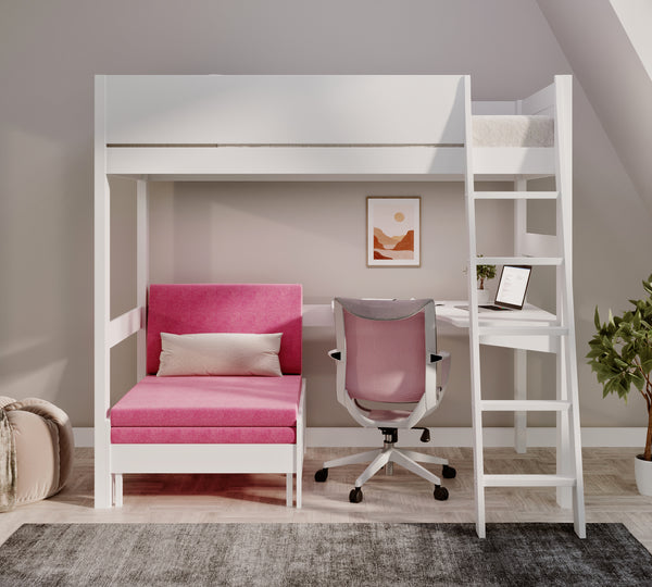 Oxford Solid Pine High Sleeper with Desk & Sofa Bed
