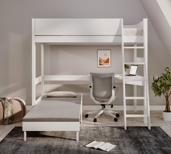 Oxford Solid Pine High Sleeper with Desk & Sofa Bed