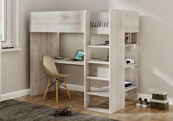 Sierra Loft High Sleeper Bed with Workspace