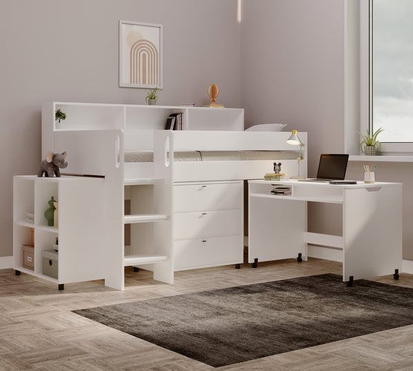 Eton Mid Sleeper Bed with Desk & Storage