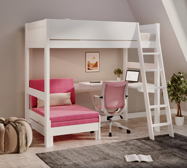 Oxford Solid Pine High Sleeper with Desk & Sofa Bed