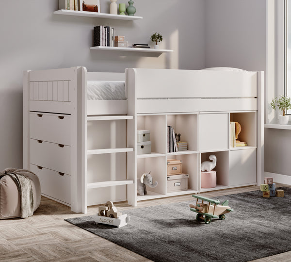 Winchester Solid Pine Mid Sleeper with Storage & Desk