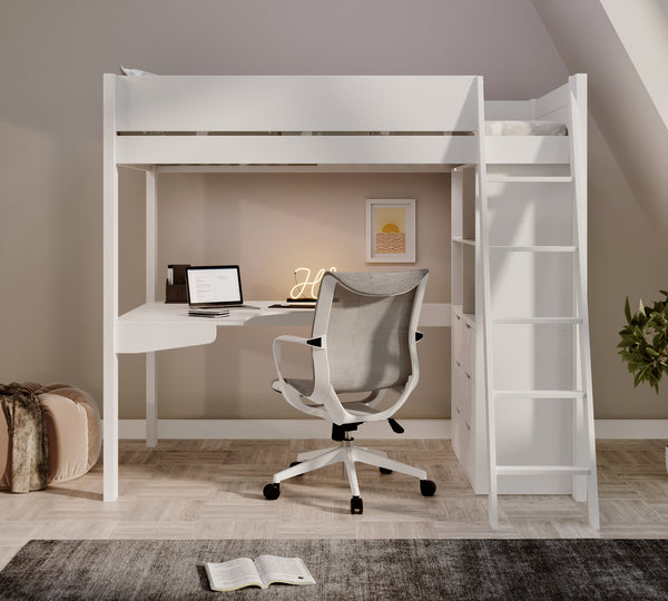 Cambridge Solid Pine High Sleeper with Desk & Storage