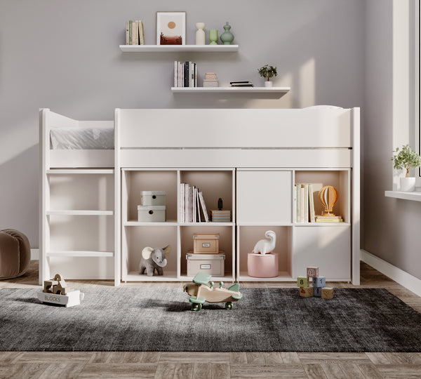 Winchester Solid Pine Mid Sleeper with Storage & Desk