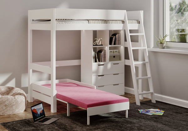 Eton Highsleeper with Study Sofa & Bookshelf