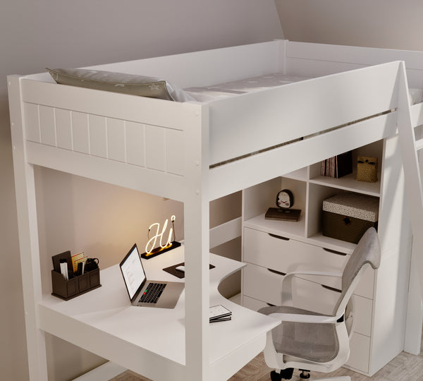 Cambridge Solid Pine High Sleeper with Desk & Storage