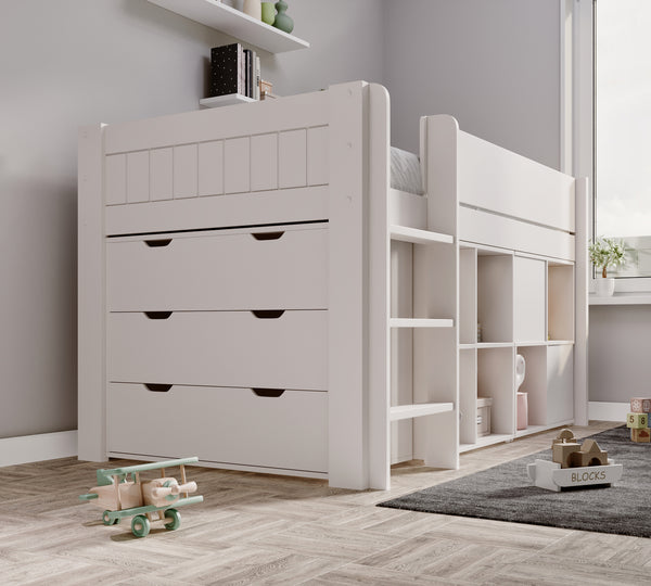 Winchester Solid Pine Mid Sleeper with Storage & Desk