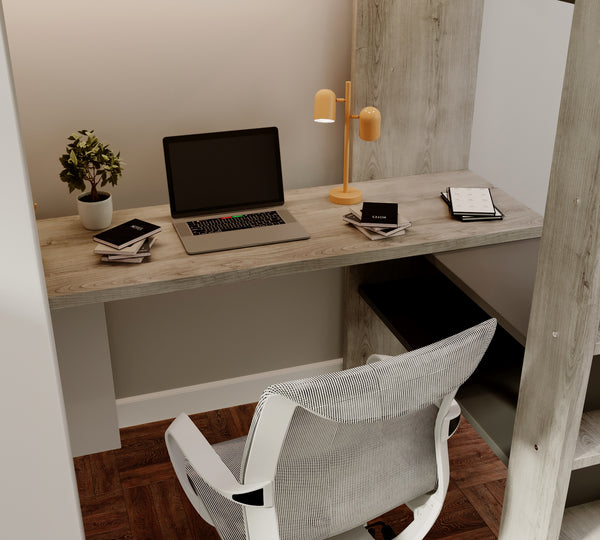 Highgate High Sleeper with Desk, Wardrobe & Shelves