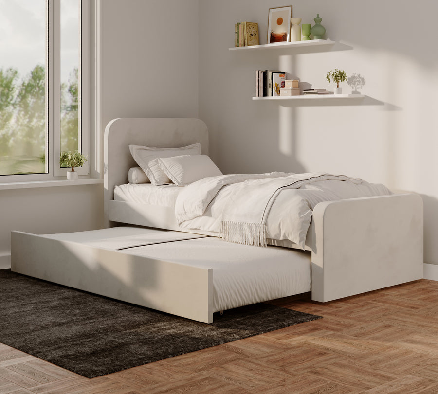 Daisy Velvet Single Trundle Bed