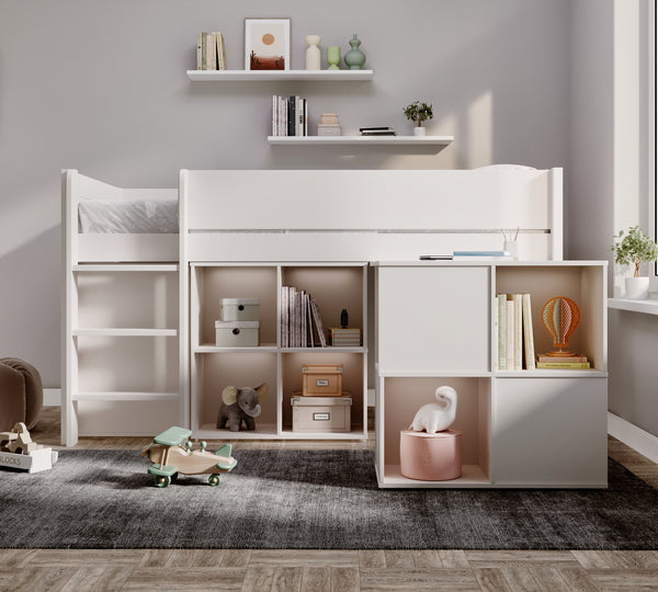 Winchester Solid Pine Mid Sleeper with Storage & Desk