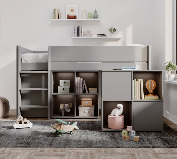 Winchester Solid Pine Mid Sleeper with Storage & Desk