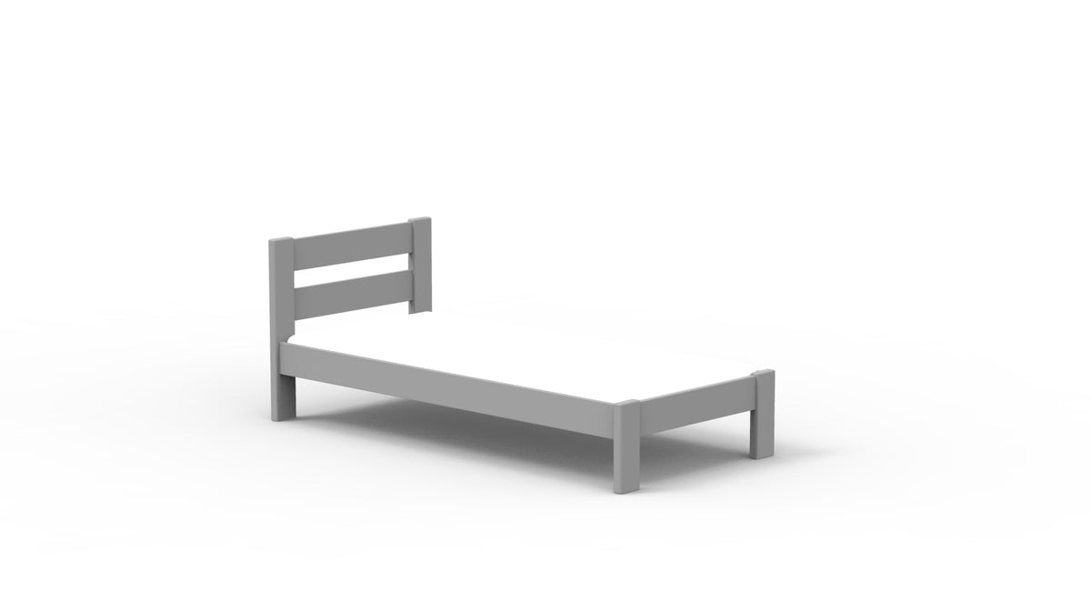 Mathy by Bols Dominique Stéphane Solid Pine Bed in Cement Grey