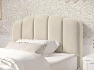 Scallop Velvet Beige Bed Frame