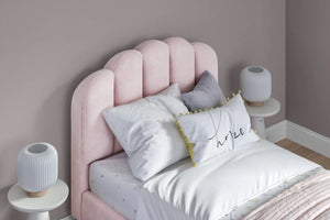 Scallop Velvet Pink Bed Frame