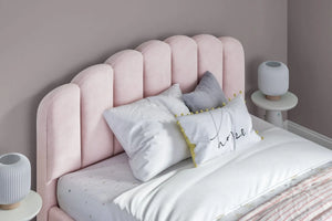 Scallop Velvet Pink Bed Frame