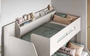Slick Staircase Triple White Bunk Bed