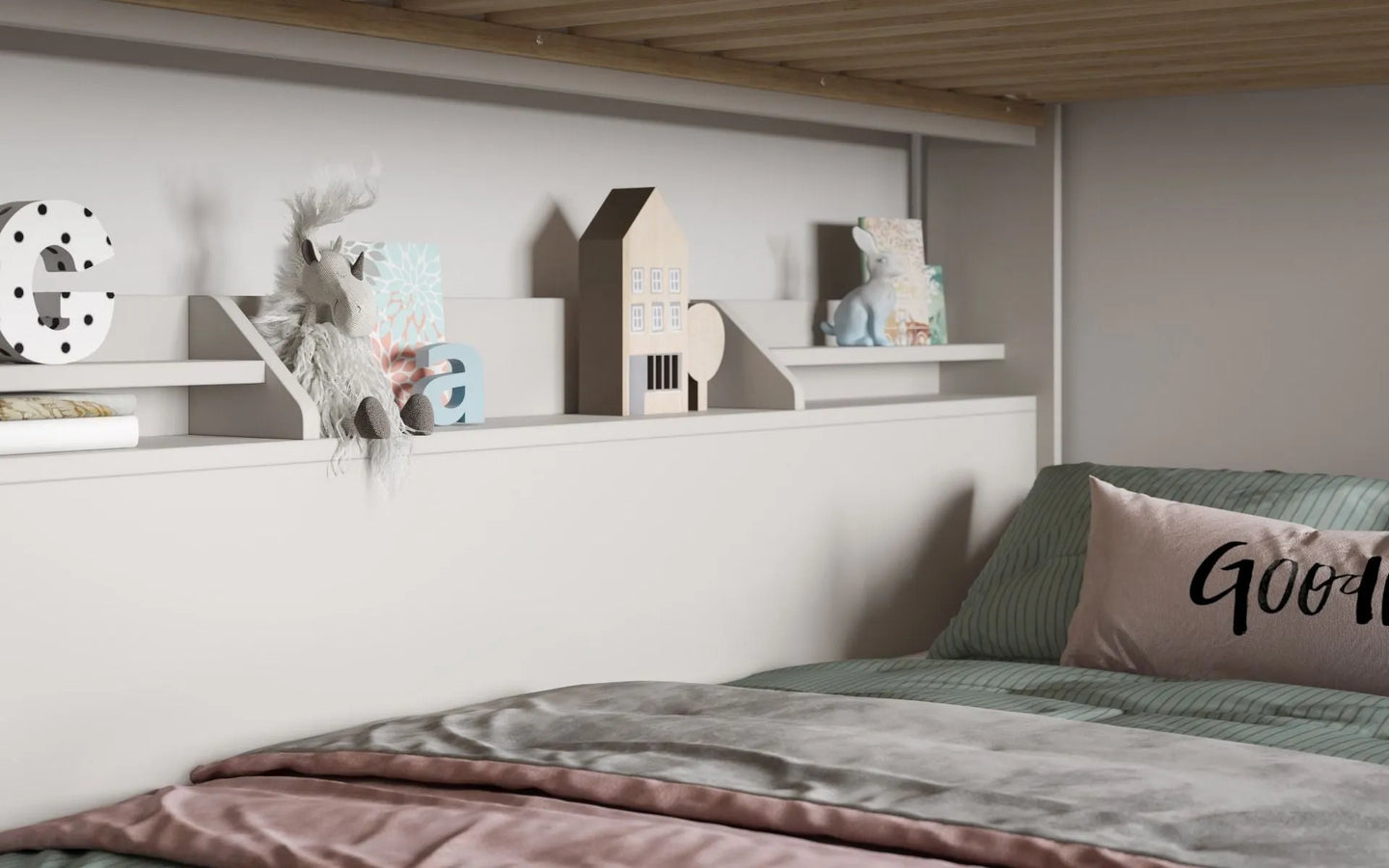 Slick Staircase Triple White Bunk Bed