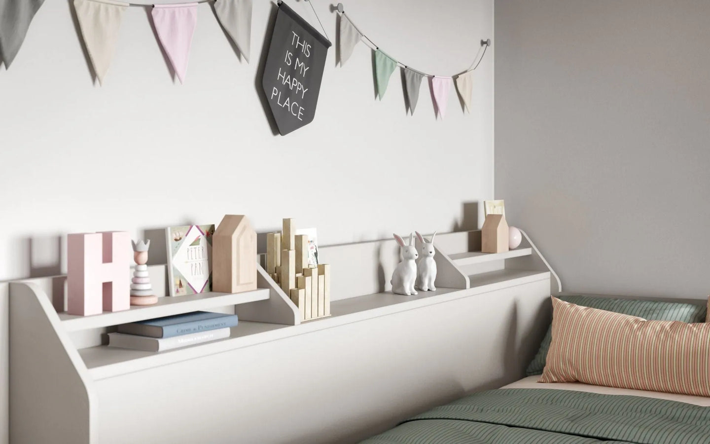 Slick Staircase Triple White Bunk Bed