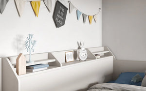 Slick White Staircase Bunk Bed with Storage