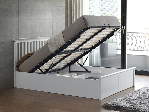 Solis White Small Double Ottoman Bed