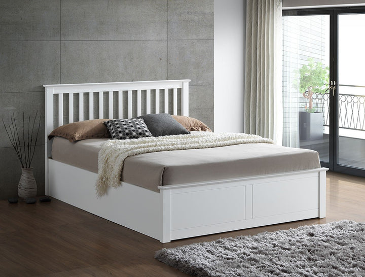 Solis White Small Double Ottoman Bed