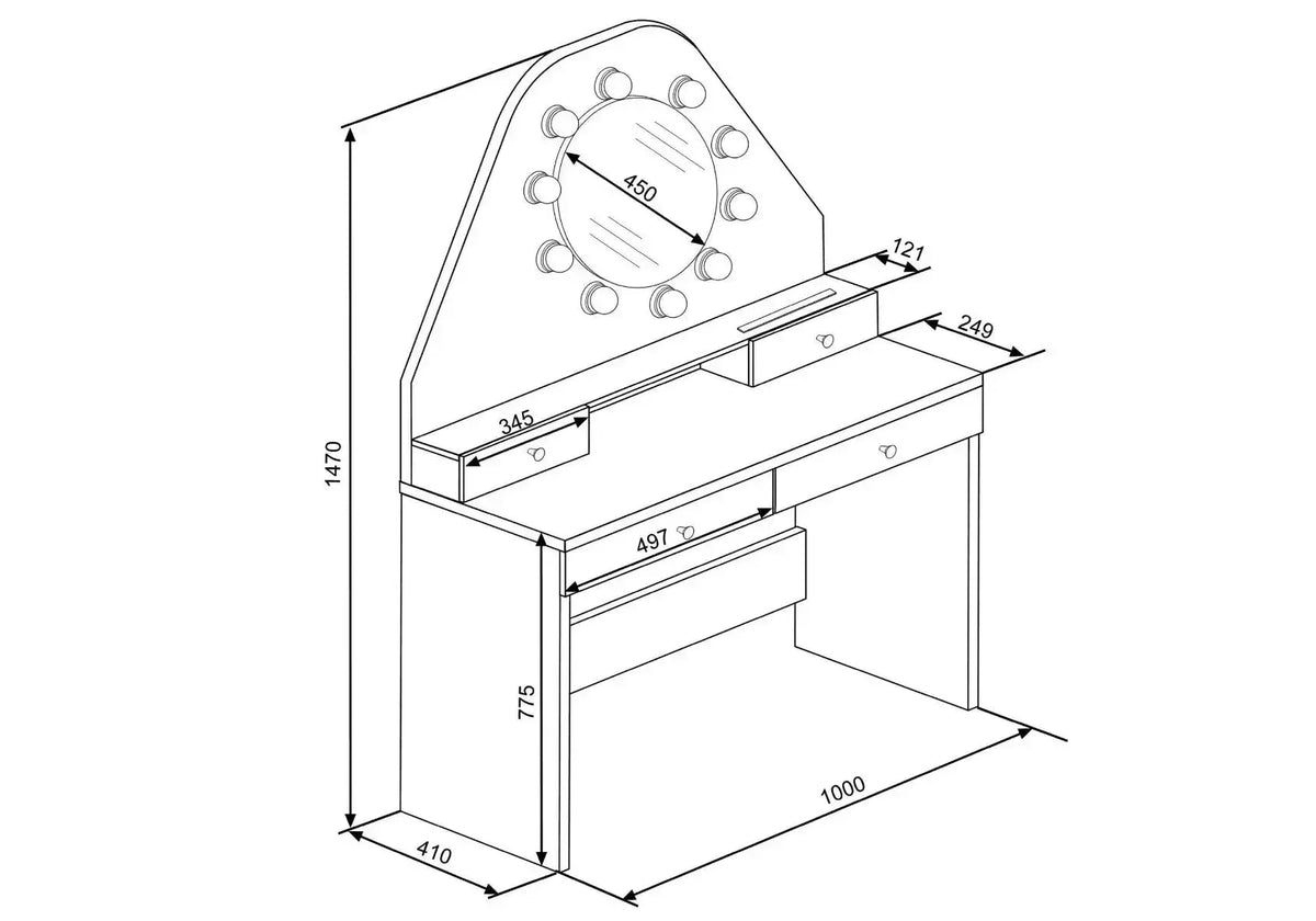Star Vanity Table Oak/White